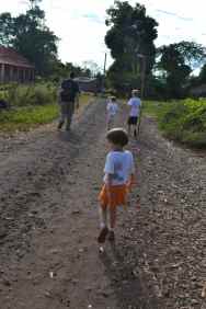 This photo is taken of us on the half mile walk from our hut to Ambatozavavy Bay where we pick up a taxi.